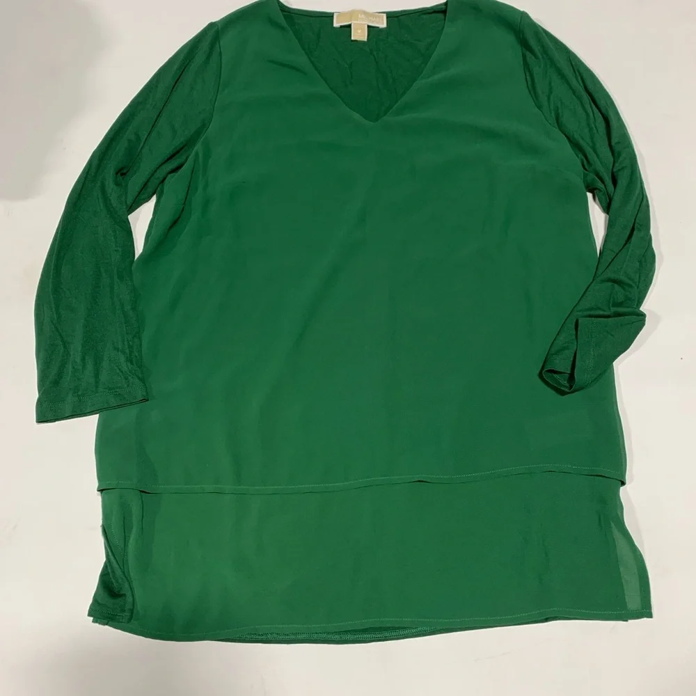 Michael Kors Women’s Top Forest Green V-Neck Tunic Size M‎ 2305